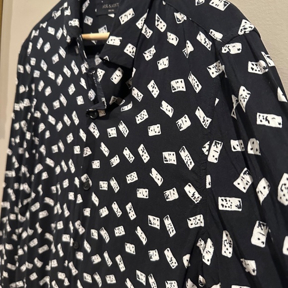All Saints Men's Domino print button up shirt - viscose - rock n roll - Picture 3 of 5